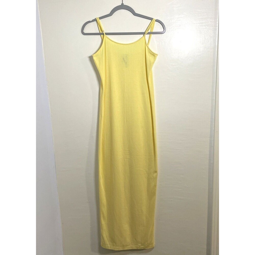 By Anthropologie Women's Ribbed Knit Maxi Dress Yellow Medium Stretchy Casual